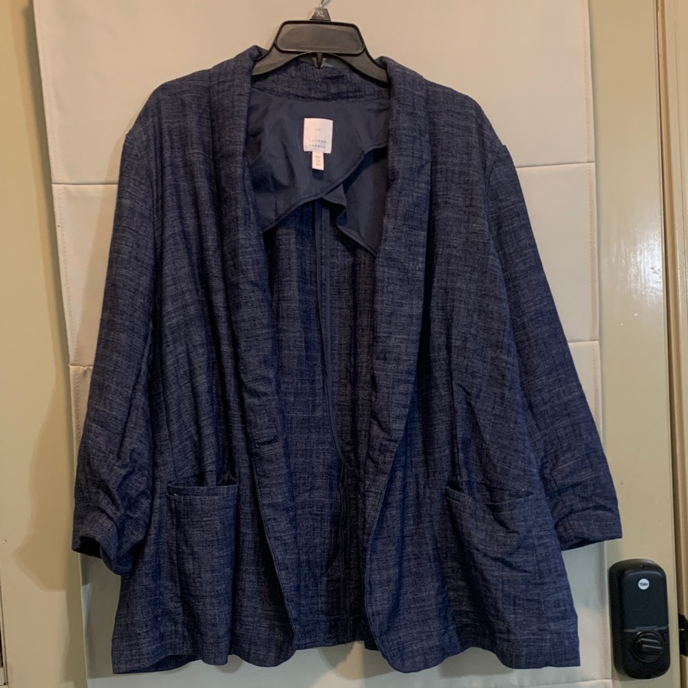 LC Lauren Conrad Navy Blazer 3X Plus Size Lightweight Office Work